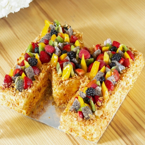 Letter Fruit Custard Cake